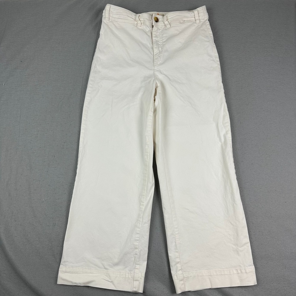 Marine Layer Womens Chino Pants 12 Wide Leg off white 14650 stretch